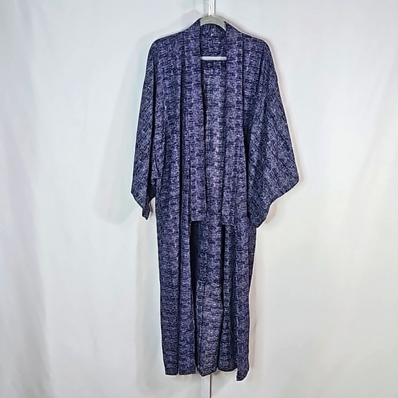 Japanese Navy Blue Kimono One Size - Picture 1 of 7